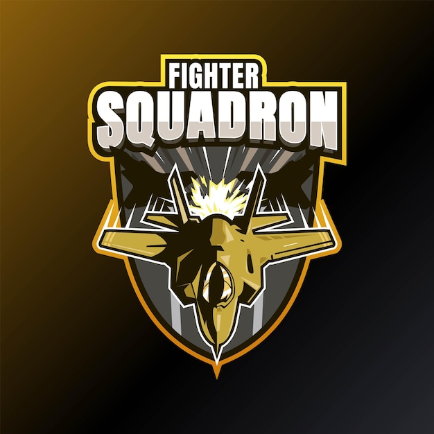 Fighter Squadron Pro 플레이어 esport 게임 마스코트 로고 템플릿 Premium 벡터