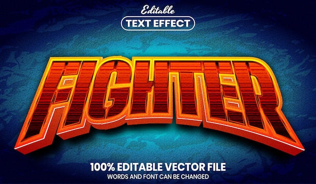 Fighter text, font style editable text effect