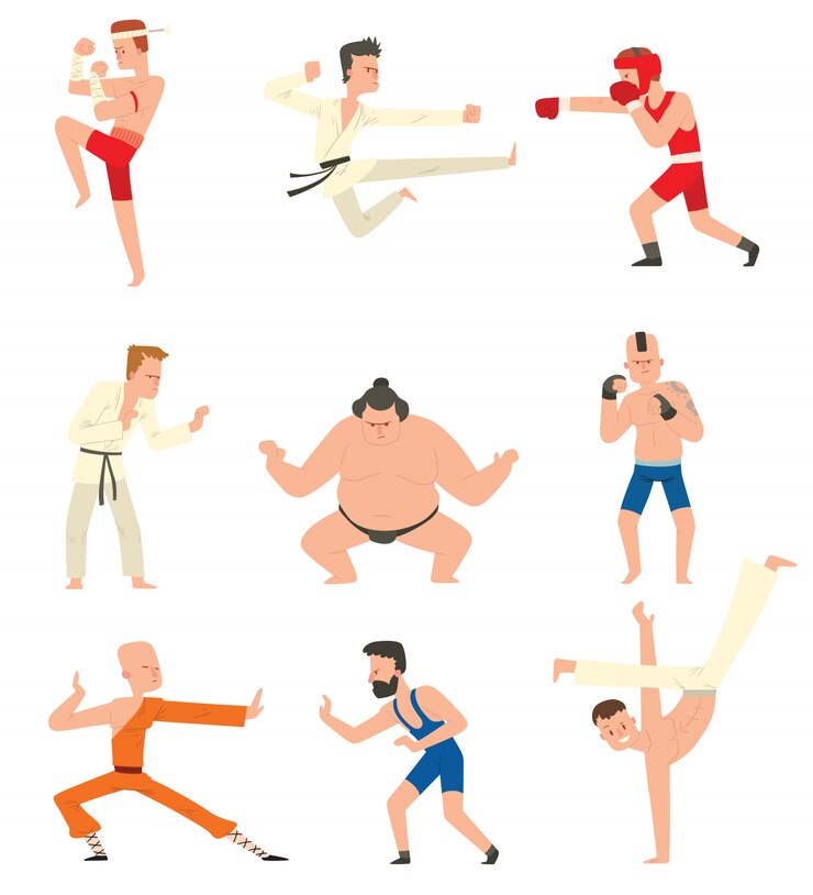 Vector fighters people  set.