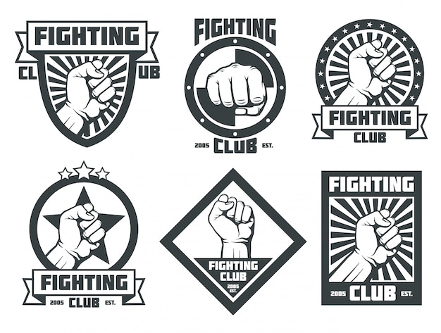 Vector fighting club mma lucha libre vintage emblems labels badges logos