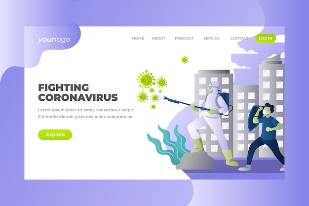 Fighting Coronavirus - Vector Landing Page