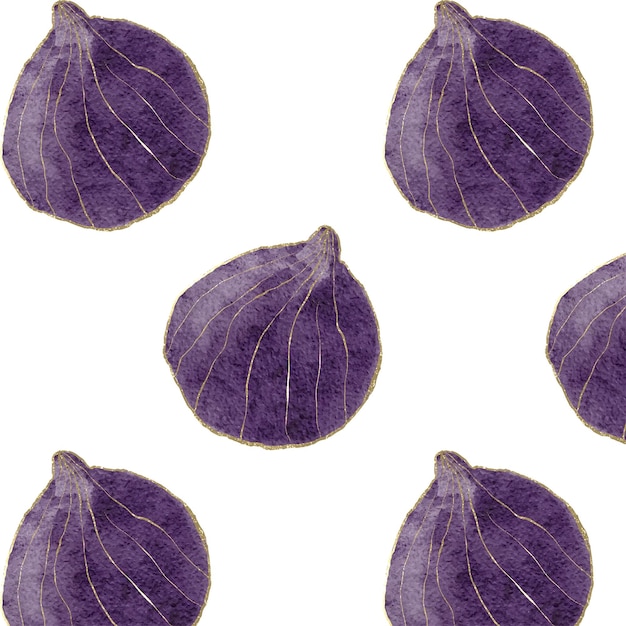 Figs watercolor seamless pattern on white