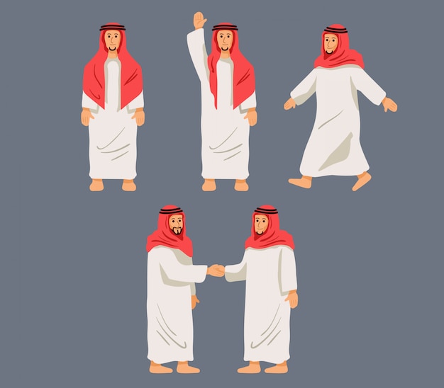 Figurative character arabian men in some pose.