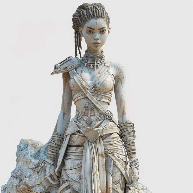 Vector figurative sculpture of a female warrior
