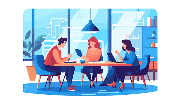 Figure group of people sitting in the office vector