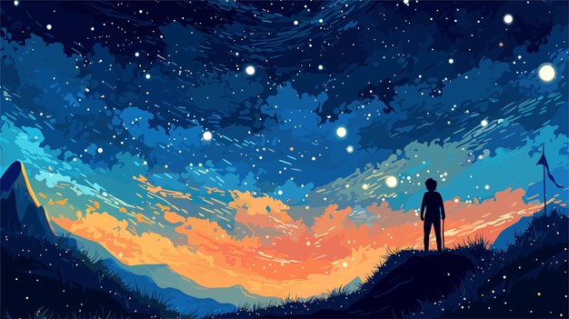 Figure night starry sky vector