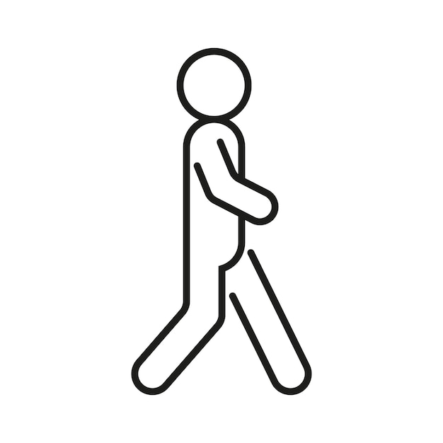 Figure person walk icon, pedestrian side sign. vector people, line silhouette human