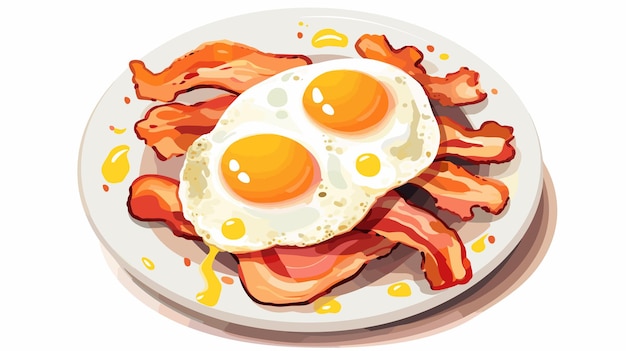 Figure scrambled eggs with bacon on a white background vector