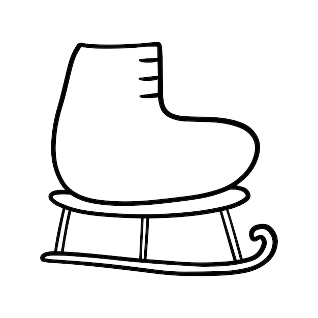 Figure skate for ice skating skater shoes doodle linear cartoon coloring