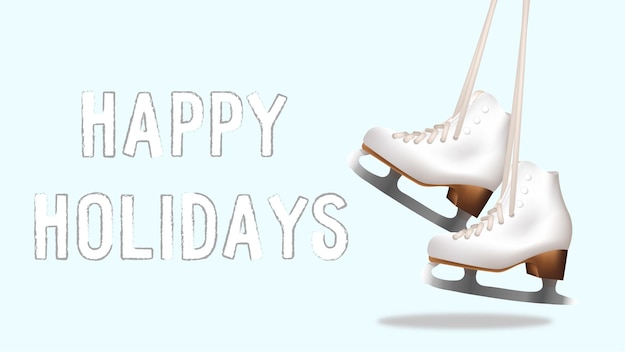 Figure Skating Background with Skates Happy Holidays