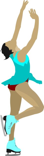 Figure skating colored silhouettes Vector illustration