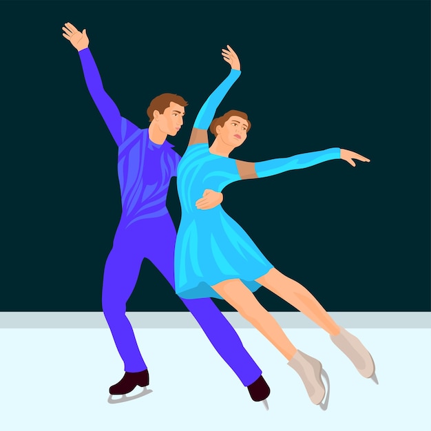 Figure skating couple in ice arena