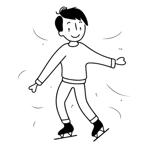 Figure skating in doodle style on white background