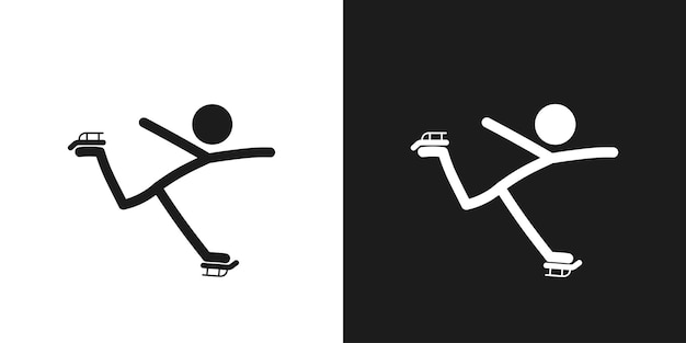 Figure skating icon pictogram vector design Stick figure woman figure skating athlete icon symbol