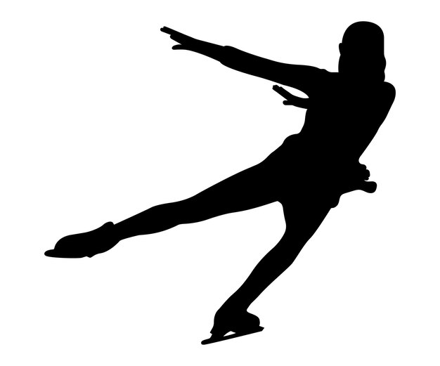 Vettore silhouette di pattinaggio artistico su sfondo bianco