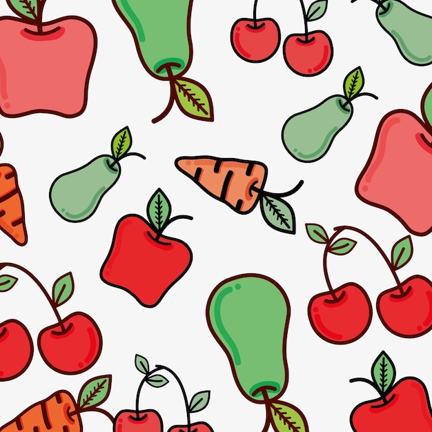 Figure vegetables and fruits background icon