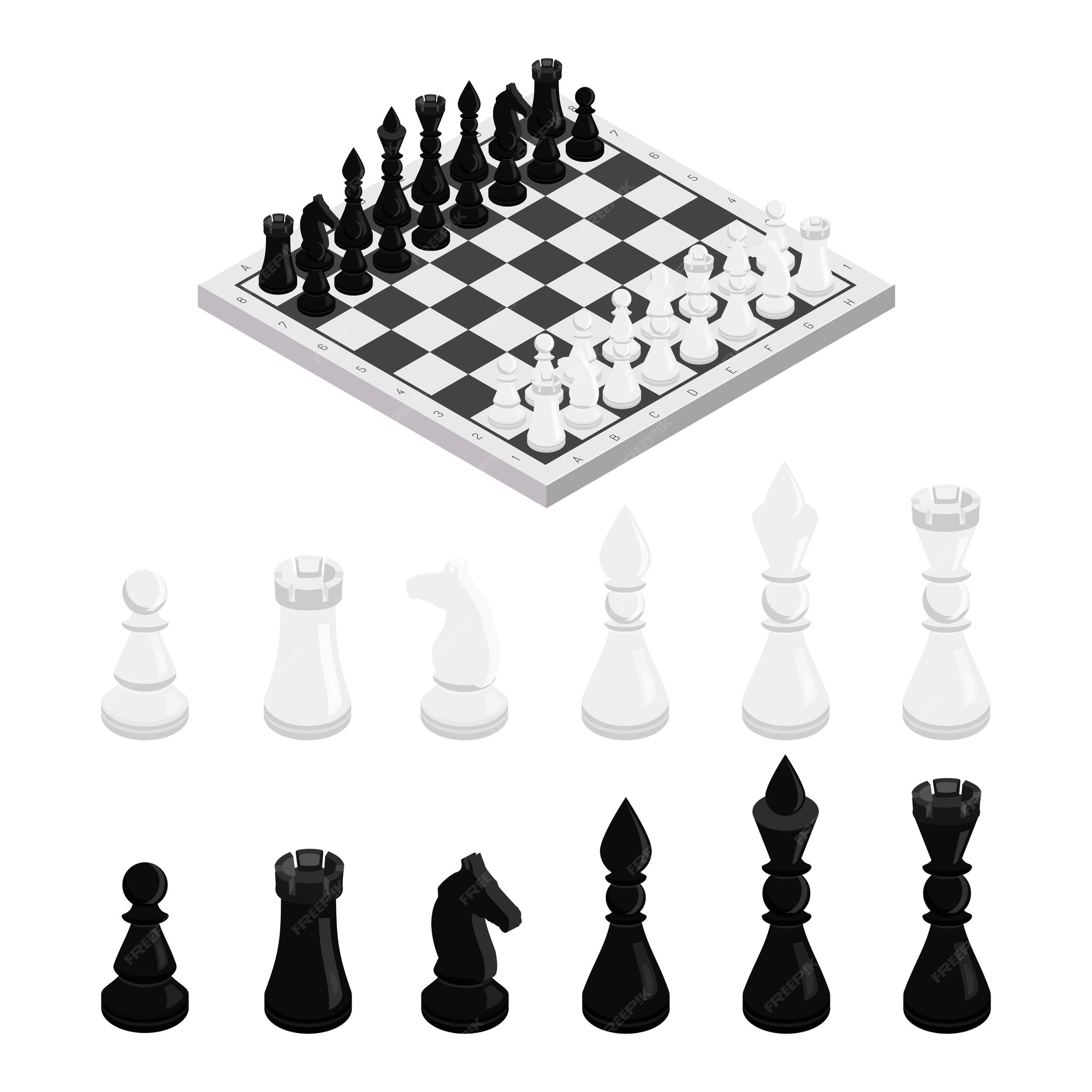 Chess Game Pieces - Full Pack - Jogo de Xadrez 3D Model Collection