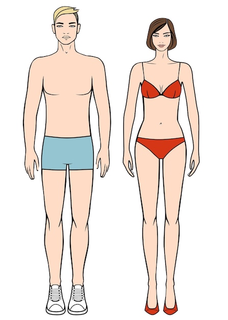 남자와 여자의 인물입니다. 디자인을 위한 템플릿