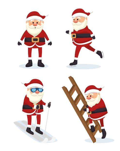 figures set santa claus isolated icon design