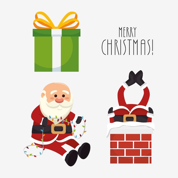 Figures set santa claus isolated icon design