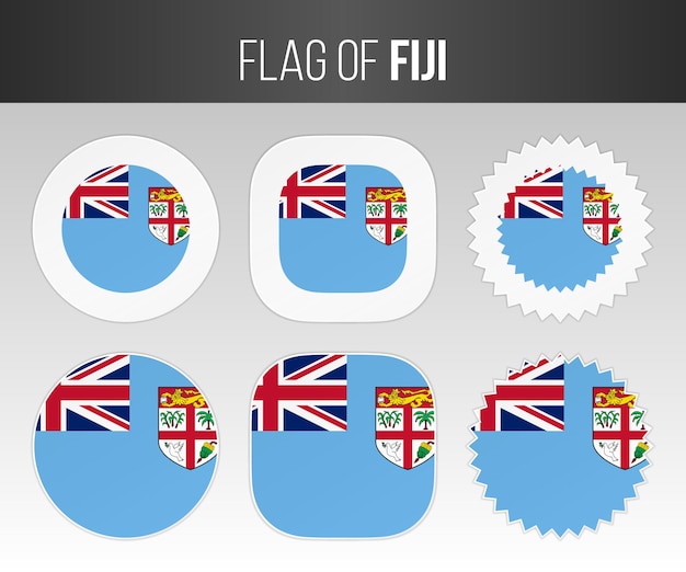 Fiji flag labels badges and stickers Illustration flags of Fiji isolated