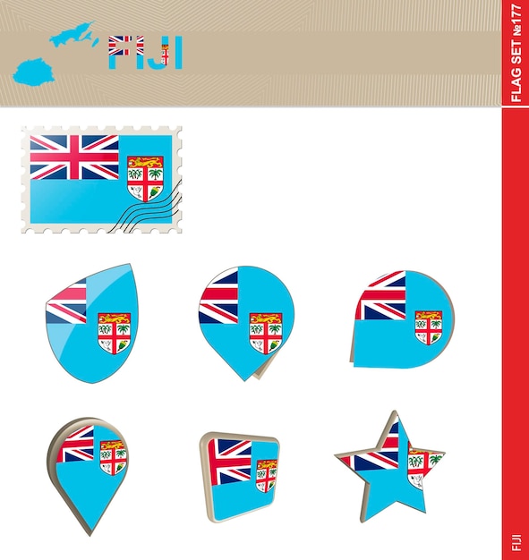 Fiji flag set flag set 177 vettore