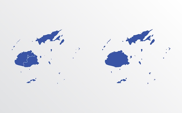 Fiji map vector illustration blue color on white background