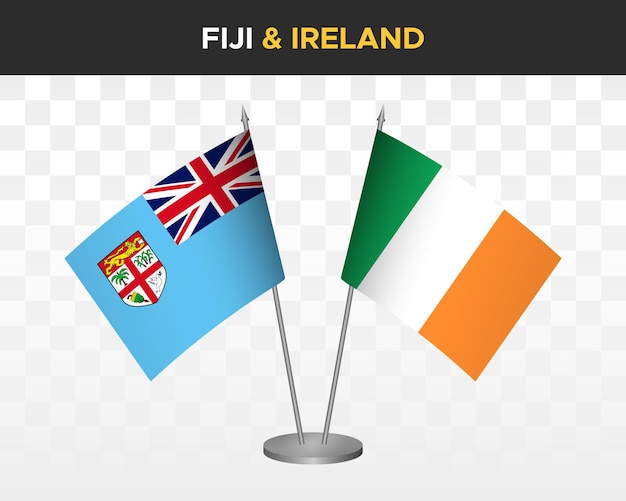 Premium Vector Fiji vs ireland desk flags mockup isolated 3d vector