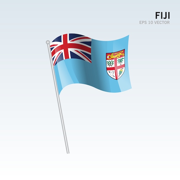 Fiji waving flag isolated on gray background