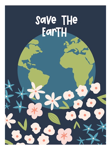 Fijne aarde dag. red de planeet vector eco-illustratie voor sociale poster, banner of kaart op het thema van het redden van de planeet. maak van elke dag de aarde dag