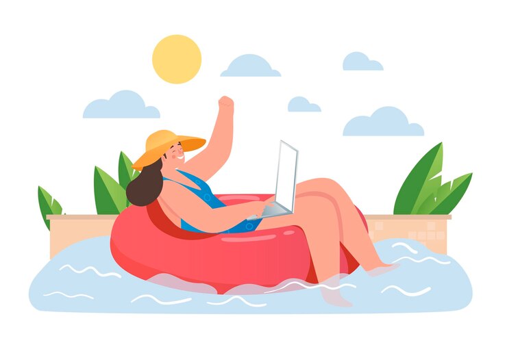 Vector fijne freelancer op zomerse dag