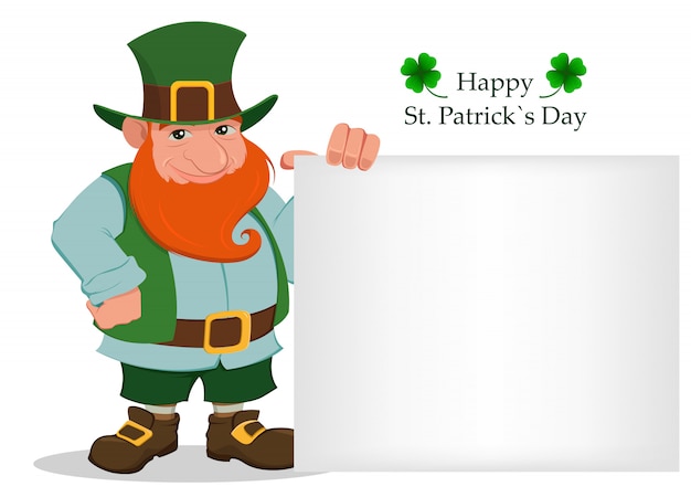 Fijne saint patrick's day. cartoon leprechaun