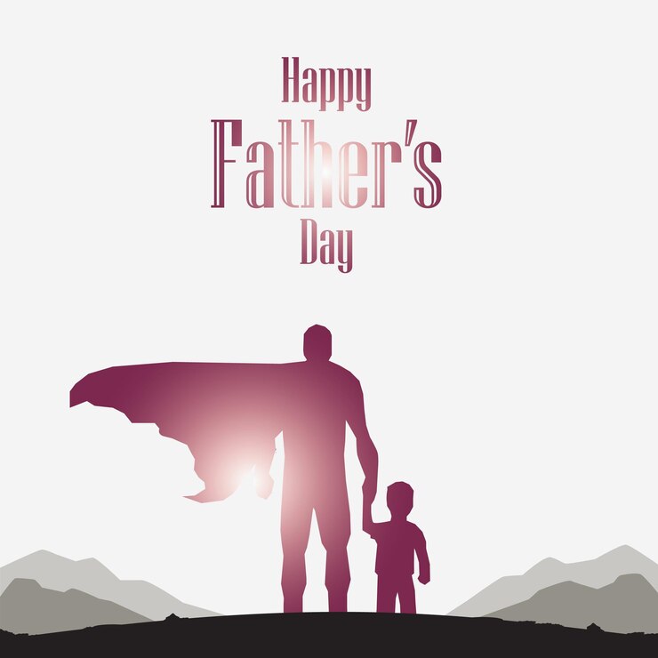 fijne vaderdag met het silhouet van een super vader en zoon met een eenvoudig ontwerp
