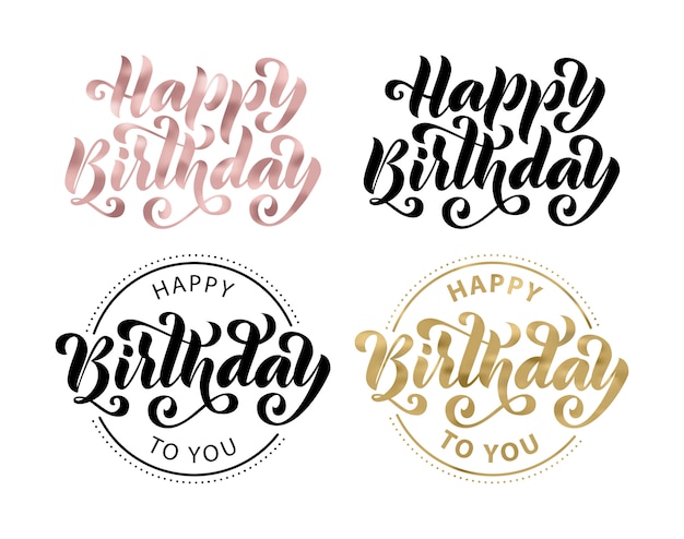 Vector fijne verjaardag. belettering set