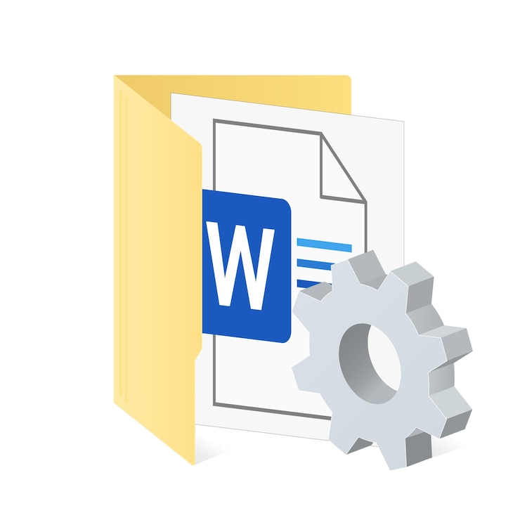 Vector file computer folder and doc file with gear icon settings icon or instruction. color folder