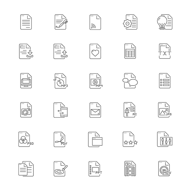 Vector file document icon set