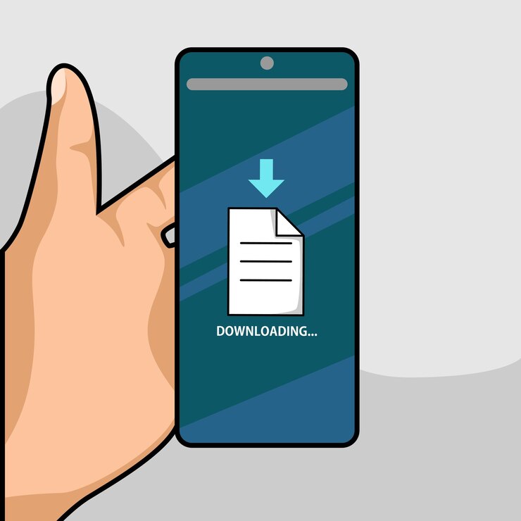 Vector file download button on smartphone screen