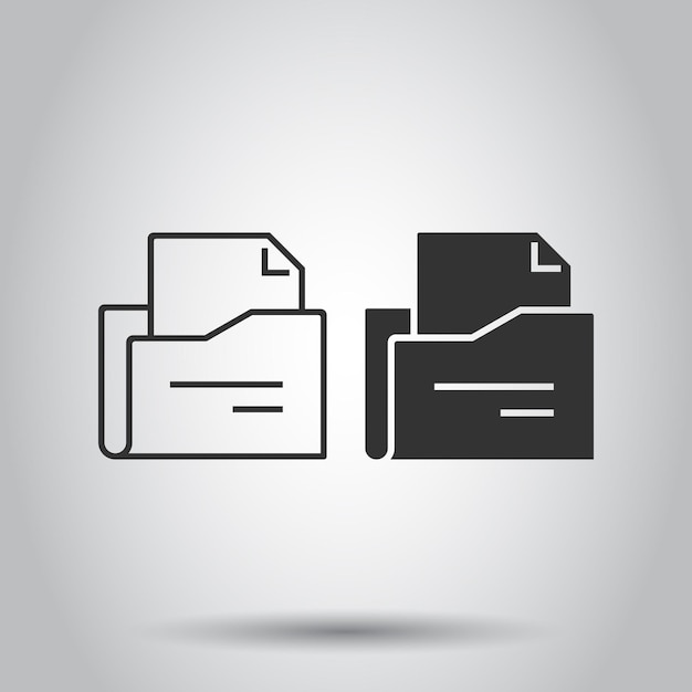 File folder icon in flat style Documents archive vector illustration on isolated background Storage business concept