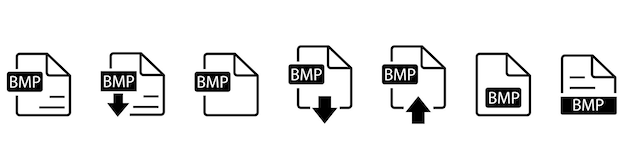 File format extensions icon set in line style Document file type format simple black stylesymbol