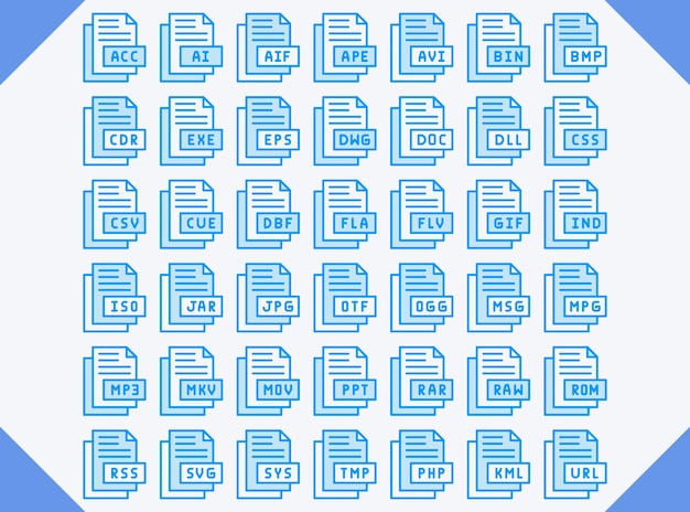 file format gradient icon set