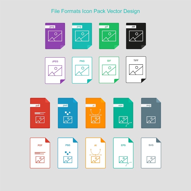 File formats icon pack vector design