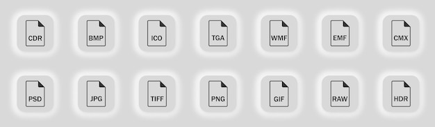 File formats icon set Documents group types html illustration symbol computer elements vector