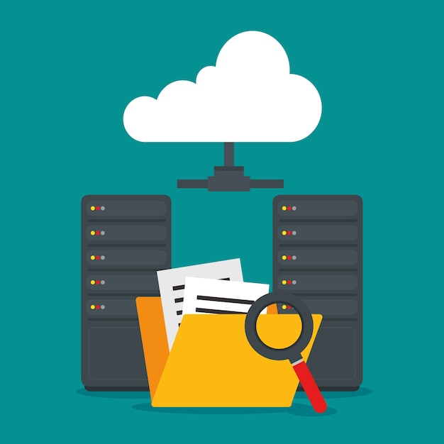 File and lupe of cloud computing and services theme vector illustration