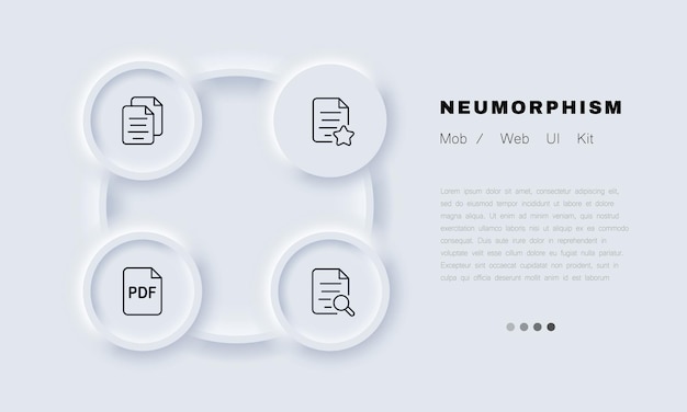 File management set icon Documentation document star mark as important pdf portable format magnifier search agreement protocol report Business concept Neomorphism style Vector line icon