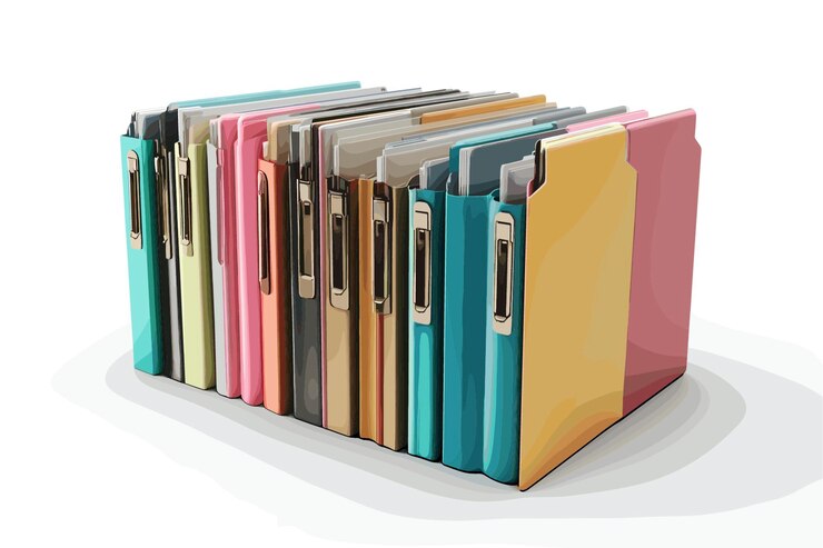 Vector file manager archive files storage 3d illustration