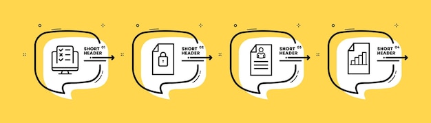 File set icon access lock file summary monitor with check list file access concept infographic timeline with icons and 4 steps vector line icon for business and advertising