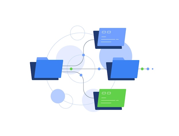 file system and hierarchyflowchartfolders and filesflat design icon vector illustration