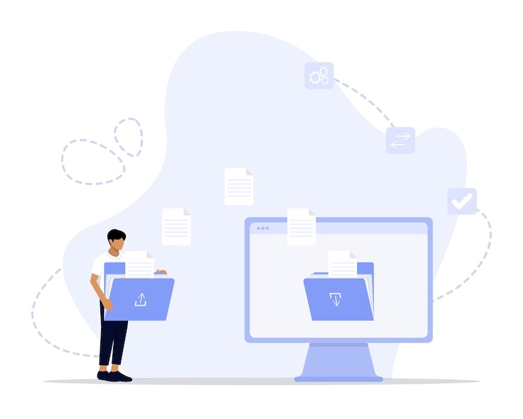Vector file transfer concept illustration