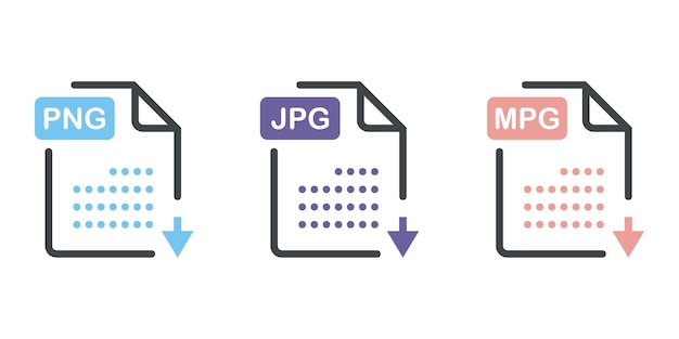 Set di icone di tipo di file e formato di file popolare e documento in stile piatto