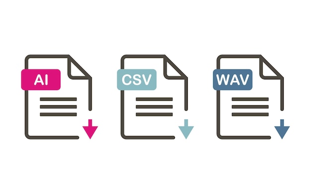 Vector file type icons file formats in flat design file and documents extensionsvector illustration